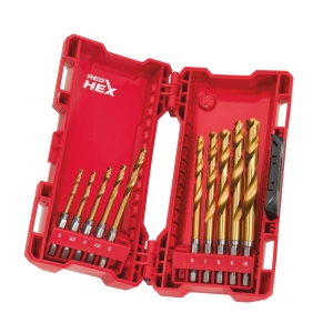 Набор сверл по металлу с хвостовиком 1/4'' Hex Milwaukee RED HEX HSS-TiN (10 шт) (3-10мм) (Арт. 48894759)