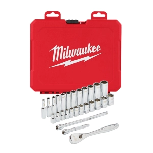 Набор метрических головок с воротком Milwaukee 1/4'' (28 предметов)  (Арт. 4932464943)