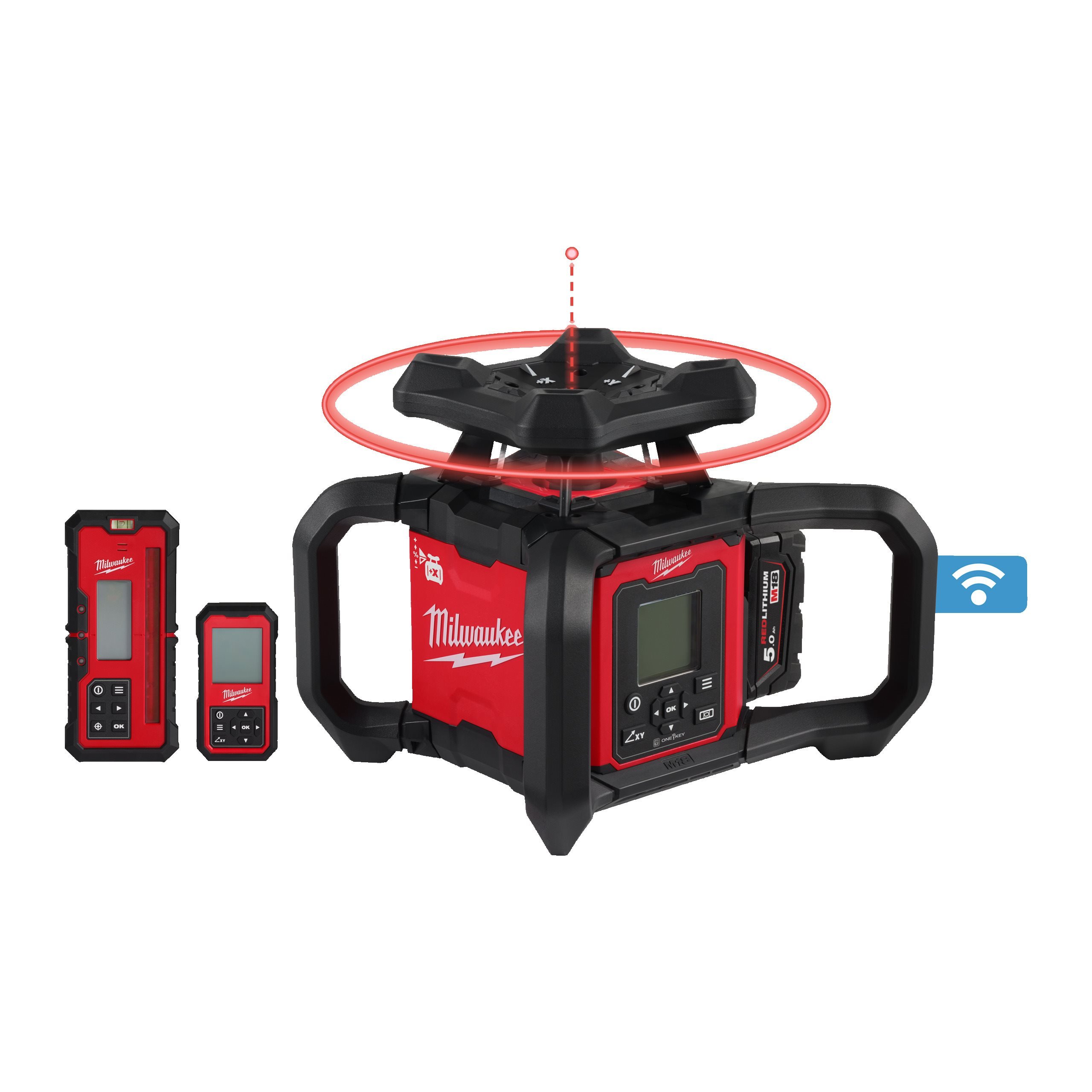 Аккумуляторный ротационный лазерный нивелир с красным лучом Milwaukee M18 RLOHV1200-501C (Арт. 4933493204)