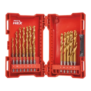 Набор сверл по металлу с хвостовиком 1/4'' Hex Milwaukee RED HEX HSS-TiN (19 шт) (2-10мм) (Арт. 48894760)