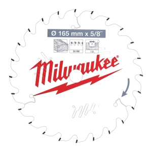 Пильный диск Milwaukee для циркулярной пилы по дереву 165x15.87x1.6 24 зуба (замена для 4932352313) (Арт. 4932471311)