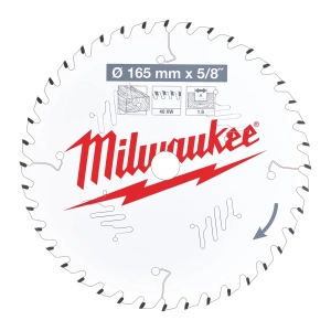 Пильный диск Milwaukee для циркулярной пилы по дереву 165x15.87x1.6 40 зубов  (замена для 4932352314) (Арт. 4932471312)