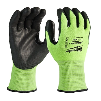 Перчатки Milwaukee Hi-Vis Cut level сигнальные с защитой от минимальных рисков, уровень защиты C/3, размер XXL/11 (144 пары) (Арт. 4932479023)