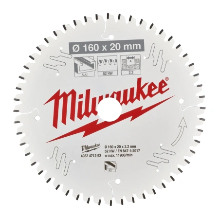 Пильный диск Milwaukee для циркулярной пилы по металлу и пластику 160x20x2,2 52 зуба  (замена для 4932346511) (Арт. 4932471292)