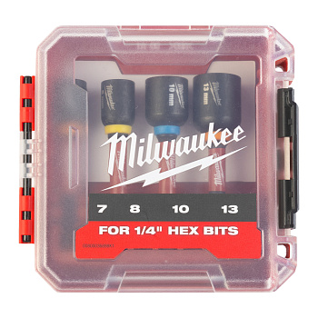 Набор магнитный торцевых насадок Milwaukee Shockwave (7, 8, 10, 13) (4 шт) (замена для 4932352822) (Арт. 4932492445)