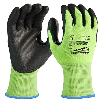 Перчатки Milwaukee Hi-Vis Cut level сигнальные с защитой от минимальных рисков, уровень защиты B/2, размер S/7 (Арт. 4932479921)