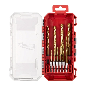 Набор сверл по металлу с хвостовиком 1/4'' Hex Milwaukee RED HEX HSS-TiN (10 шт) (3-10мм) (замена для 48894759) (Арт. 4932493865)