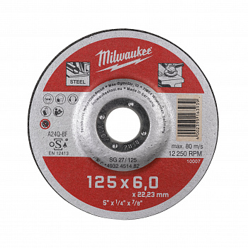 Шлифовальный диск по металлу Milwaukee SG27 / 125х6х22,2   (Арт. 4932451482)