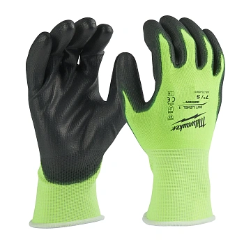 Перчатки Milwaukee Hi-Vis Cut level сигнальные с защитой от минимальных рисков, уровень защиты A/1, размер S/7 (Арт. 4932479916)