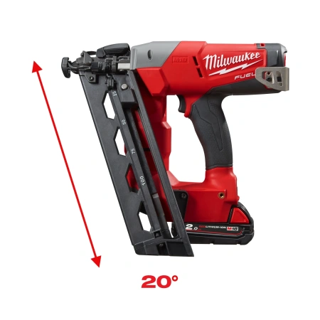 Аккумуляторный гвоздезабиватель(нейлер) с наклонным магазином Milwaukee M18 CN16GA-202X FUEL  (Арт. 4933451570)