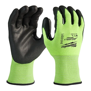 Перчатки Milwaukee Hi-Vis Cut level сигнальные с защитой от минимальных рисков, уровень защиты C/3, размер L/9 (144 пары) (Арт. 4932479021)