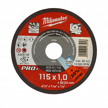 Тонкий отрезной диск по металлу Milwaukee SCS41 / 115х1х22,2 PRO+  (замена для 4932371902) (Арт. 4932451484)