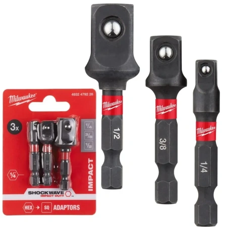 Набор переходников Milwaukee с 1/4'' Hex на квадратный хвостовик (3 шт) (Арт. 4932479228)