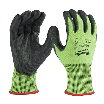 Перчатки Milwaukee Hi-Vis Cut level сигнальные с защитой от минимальных рисков, уровень защиты E/5, размер S/7 (Арт. 4932479931)