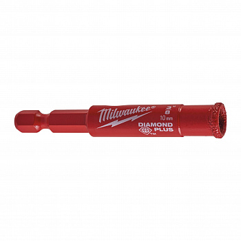 Алмазное корончатое сверло для мокрого сверления Milwaukee Diamond Plus 10 мм / хвостовик 1/4'' Hex  (замена для 4932399998) (Арт. 49560509)